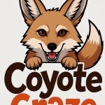 a coyote cutely resting on the store name "Coyote Craze" as it is a logo